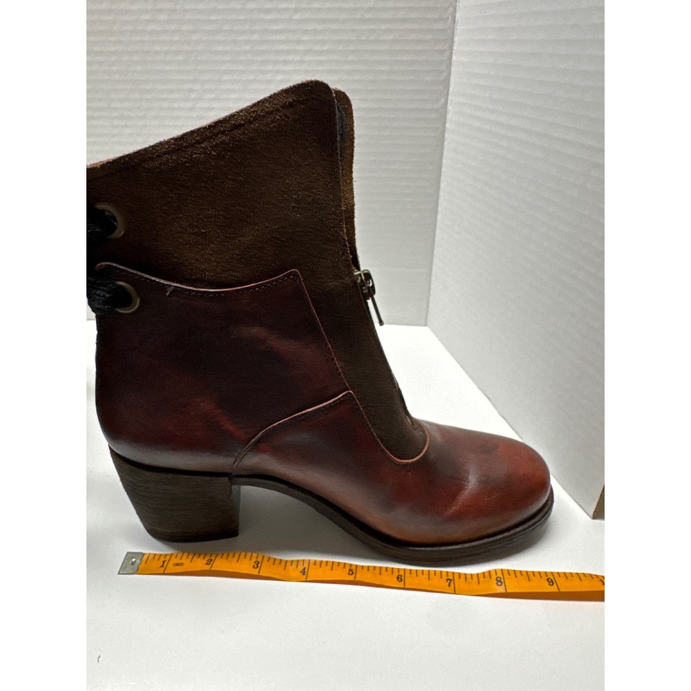 Casta Ponta Brown Leather Suede Zip Front Ankle Boots Made in Portugal 37 - Picture 10 of 10